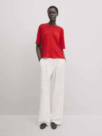 Shop Massimo Dutti Shirt Aus Baumwolle Mit Mittelnaht In Rot