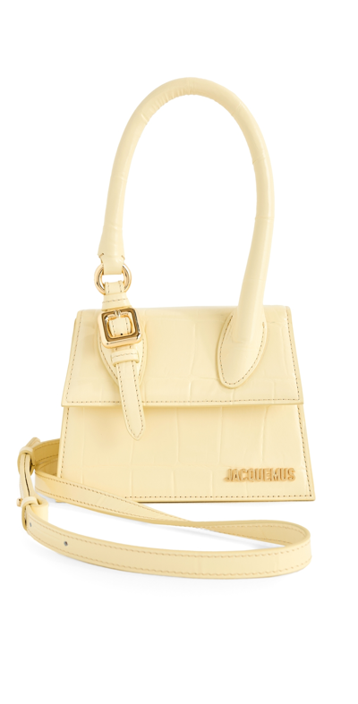 Shop Jacquemus Le Chiquito Moyen Boucle Bag Pale Yellow