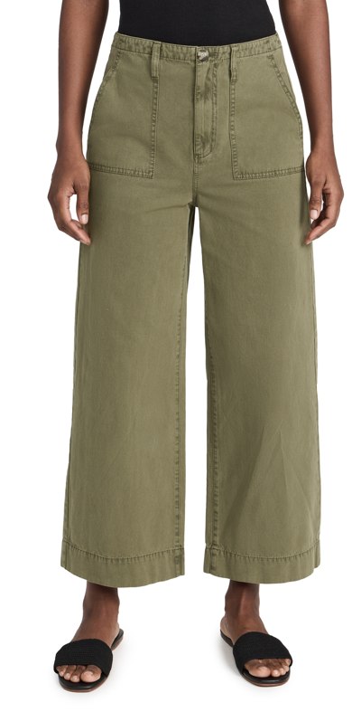 Shop Le Jean Utility Ankle Trousers Olive Green
