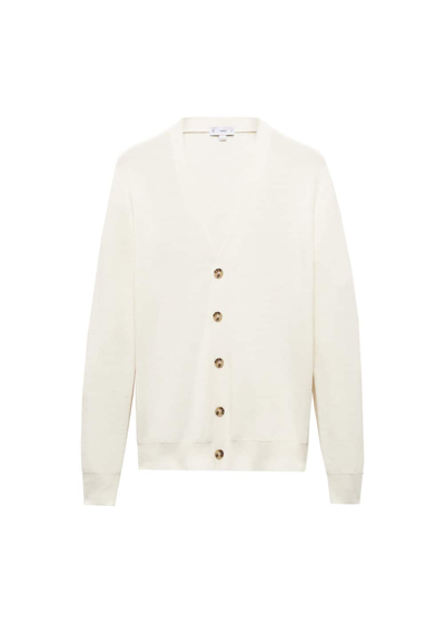 Shop Mango Buttoned Ribbed Cardigan Off White In Blanc Cassé