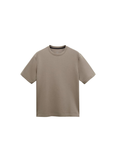Shop Mango Thick Cotton T-shirt Medium Brown In Marron Moyen
