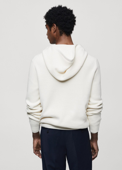 Shop Mango Hooded Knit Sweatshirt Off White In Blanc Cassé