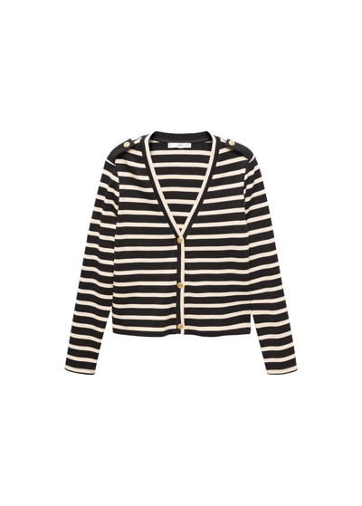 Shop Mango Striped Cardigan With Buttons Black In Noir