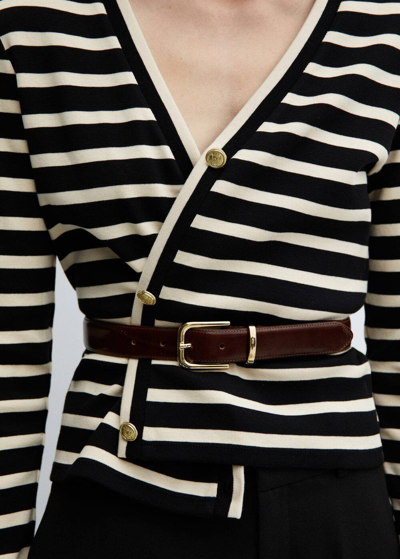 Shop Mango Striped Cardigan With Buttons Black In Noir