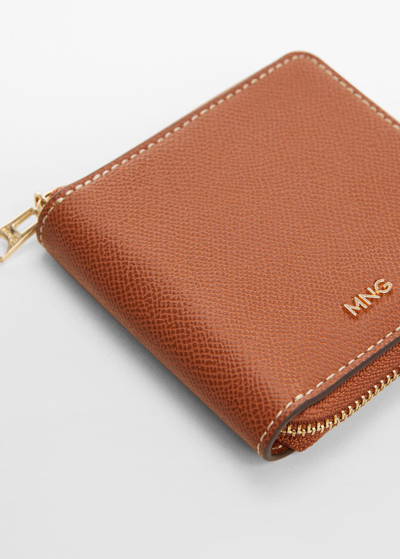 Shop Mango Faux-leather Wallet Leather In Marron Moyen