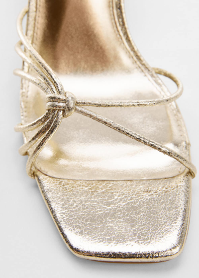 Shop Mango Metallic Strappy Heeled Sandal Gold In Or