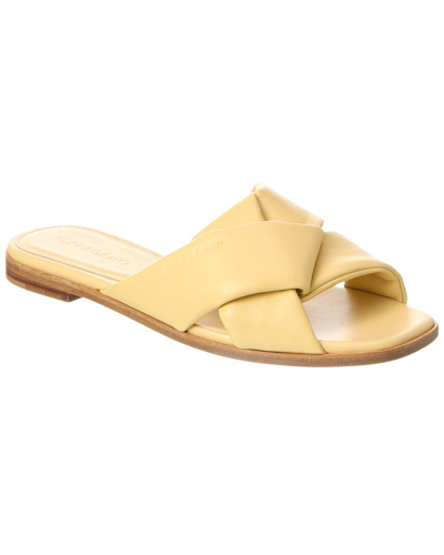 Shop Ferragamo Alrai Leather Sandal In Yellow