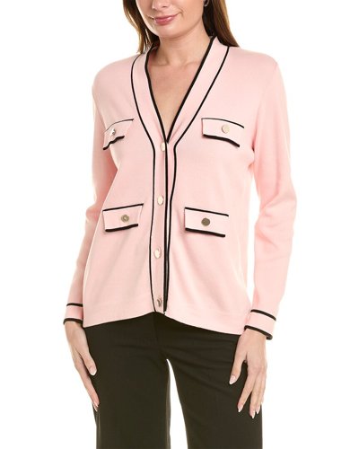 Shop Anne Klein Tipped Cardigan In Pink
