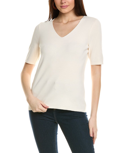 Shop Anne Klein V-neck Sweater In White