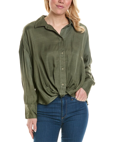 Shop Stateside Satin Front Twist Top In Green