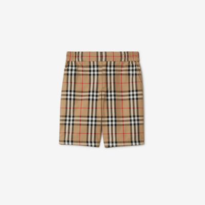 Shop Burberry Childrens Check Cotton Shorts In Archive Beige