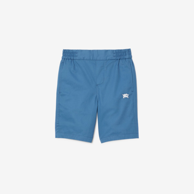 Shop Burberry Childrens Ekd Cotton Shorts In Light Steel Blue