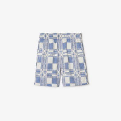 Shop Burberry Childrens Check Cotton Shorts In Pale Blue