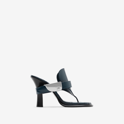 Shop Burberry Leather Bay Sandals In Lake