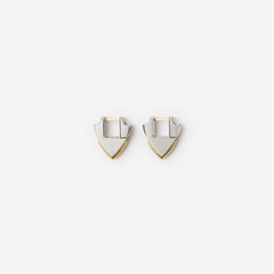 Shop Burberry Small Shield Earrings In Silver