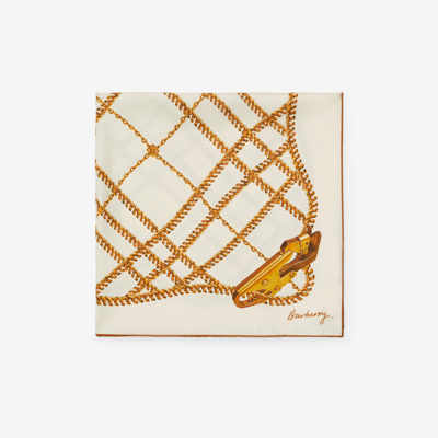 Shop Burberry Chain Check Silk Scarf In Gold