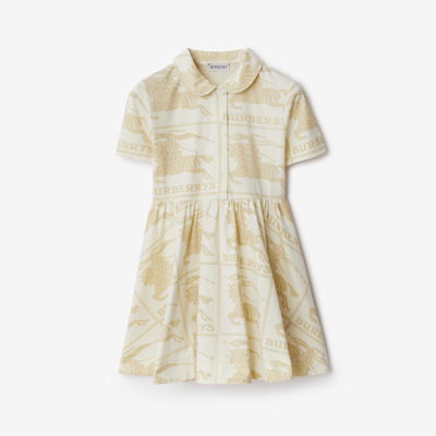 Shop Burberry Childrens Ekd Cotton Dress In Pale Cream