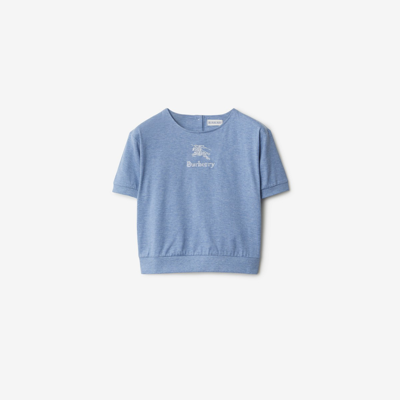 Shop Burberry Childrens Cotton T-shirt In Light Blue Melange