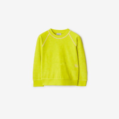 Shop Burberry Childrens Cotton Blend Towelling Sweatshirt In Vivid Lime