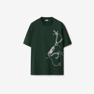 Shop Burberry Knight Hardware Cotton T-shirt In Fir