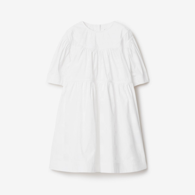 Shop Burberry Childrens Stretch Cotton Dress In White