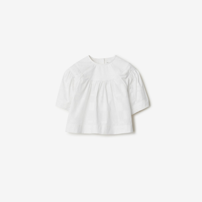 Shop Burberry Childrens Stretch Cotton Blouse In White