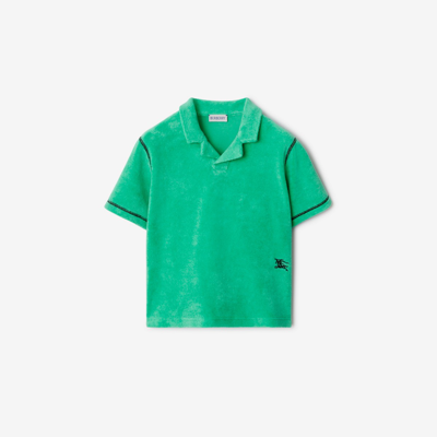 Shop Burberry Childrens Cotton Blend Towelling Polo Shirt In Bright Jade