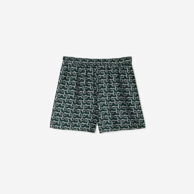 Shop Burberry B Silk Shorts In Silver/green