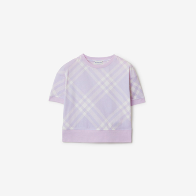 Shop Burberry Childrens Check Cotton T-shirt In Pastel Lilac