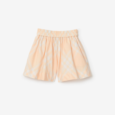 Shop Burberry Childrens Check Cotton Shorts In Pastel Peach