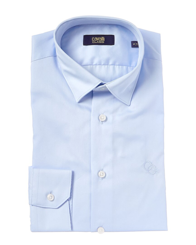 Shop Cavalli Class Slim Fit Dress Shirt In Blue