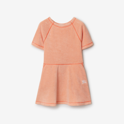 Shop Burberry Childrens Cotton Blend Towelling Dress In Dusky Coral
