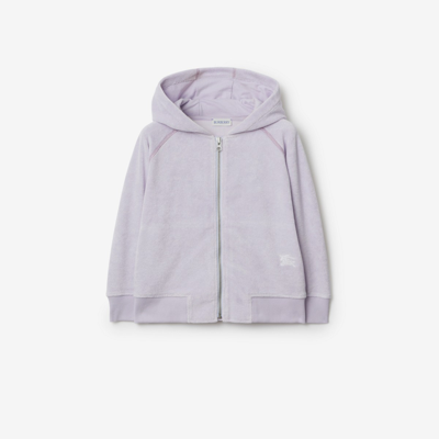 Shop Burberry Childrens Cotton Blend Towelling Zip Hoodie In Muted Lilac
