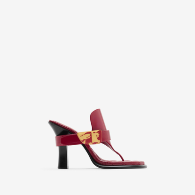 Shop Burberry Leather Bay Sandals In Scarlet