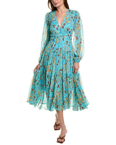 Shop A.l.c . Annie Silk Midi Dress In Blue