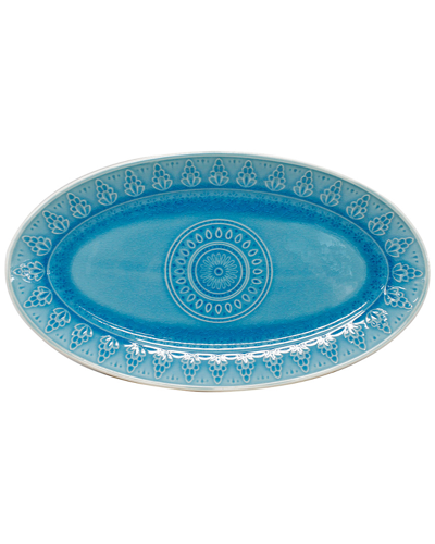 Shop Euro Ceramica Fez Oval Platter In Turquoise