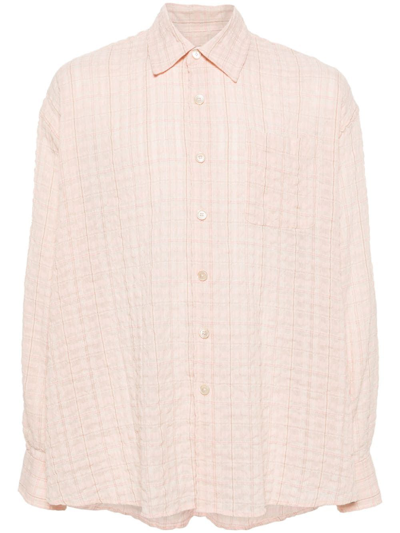 Shop Our Legacy Pink Borrowed Seersucker Shirt