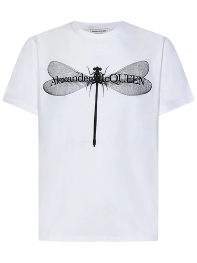 Shop Alexander Mcqueen Dragonfly T-shirt In Bianco