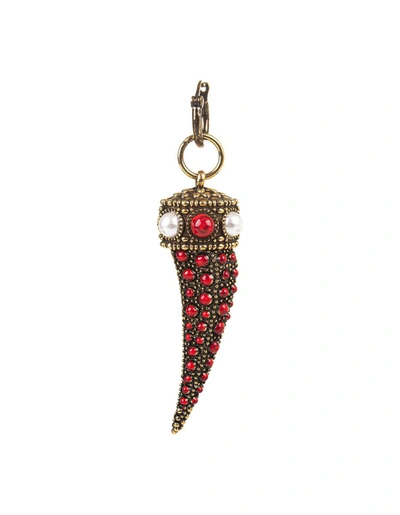 Shop Roberto Cavalli Pendant Earrings With Coral Stones In Golden