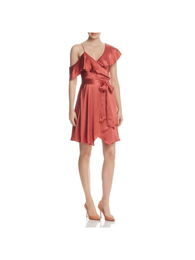 Shop Wayf Womens Satin One Shoulder Wrap Dress In Brown