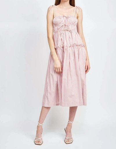 Shop En Saison Reagan Striped Midi Dress In Pink Stripe
