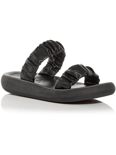 Shop Ancient Greek Sandals Scrunchie Melia Eco Womens Faux Leather Lifestyle Slide Sandals In Black