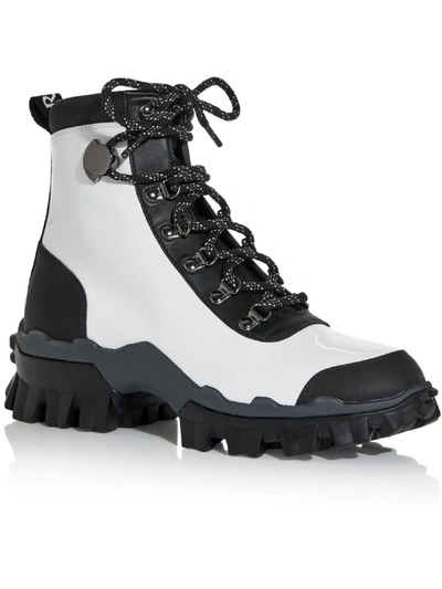 Shop Moncler Helis Womens Patent Leather Lace Up Hiking Boots In Multi
