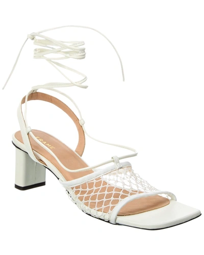 Shop Frame Le Adelaide Crochet & Leather Lace-up Sandal In White
