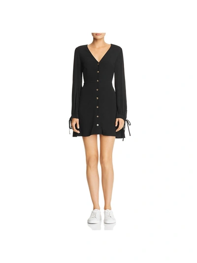 Shop Re:named Babi Womens Button-down Tie Sleeves Casual Dress In Black