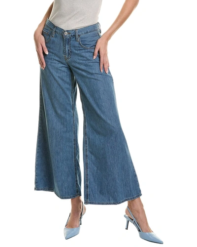 Shop Frame Le Pixie Mid Happy Indigo Wide Leg Jean In Blue