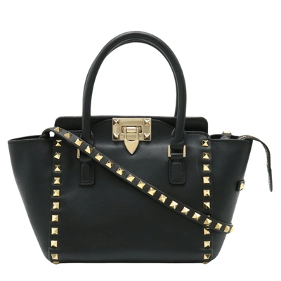 Shop Valentino Rockstud Leather Shoulder Bag () In Black