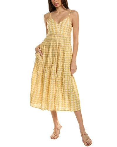 Shop Elie Tahari The Jules Linen-blend Dress In Yellow