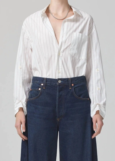 Shop Citizens Of Humanity Kayla Shirt In Bitter Chocolate Stripe In Multi