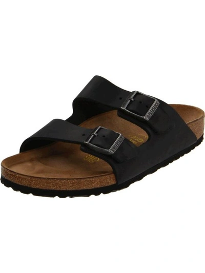 Shop Birkenstock Arizona Mens Leather Coated Slide Sandals In Black